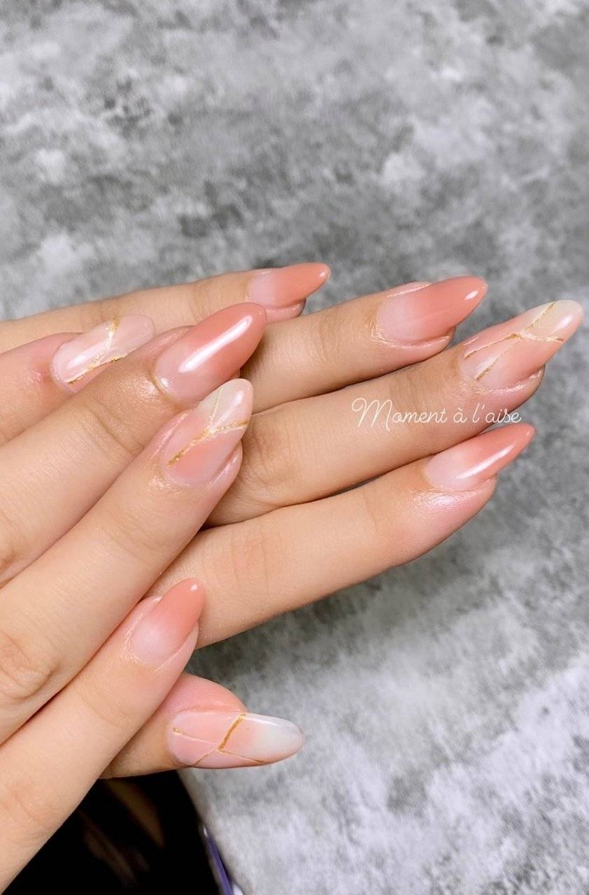 オレンジピンクネイル