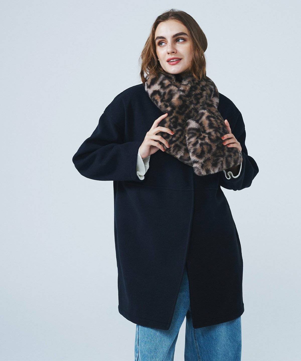 ふわふわスヌードのあったかコーデ