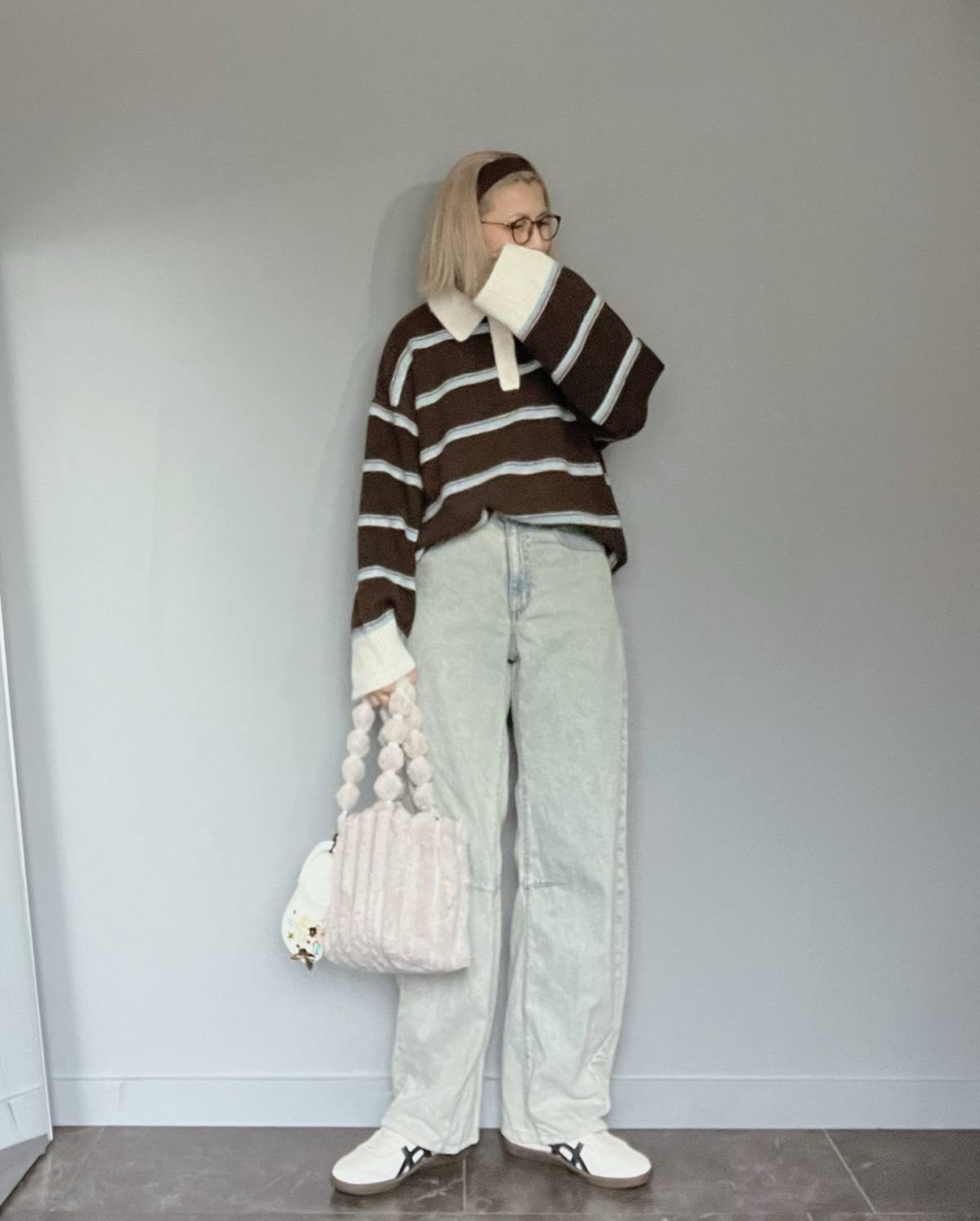 マルチボーダー柄のラガーシャツを主役にする♡