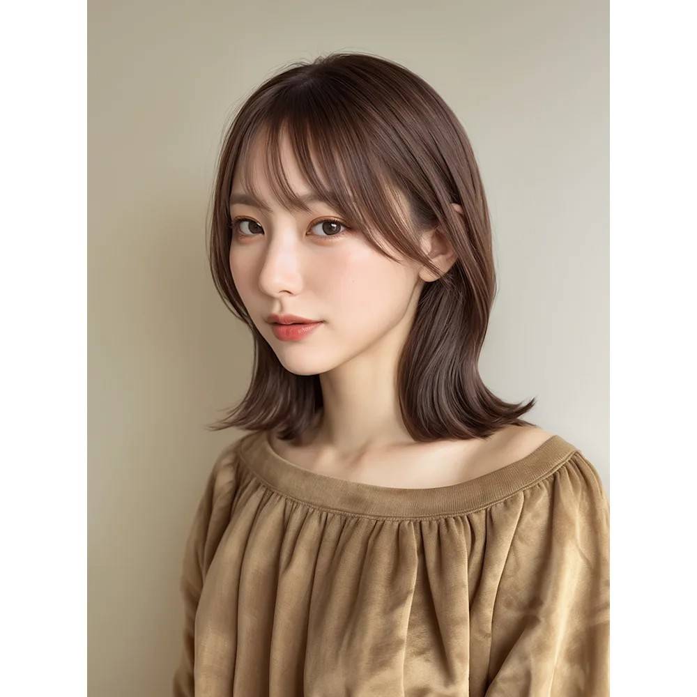 オリーブグレージュのくびれボブ