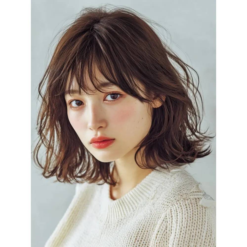 ラフウェーブのミディアムボブ