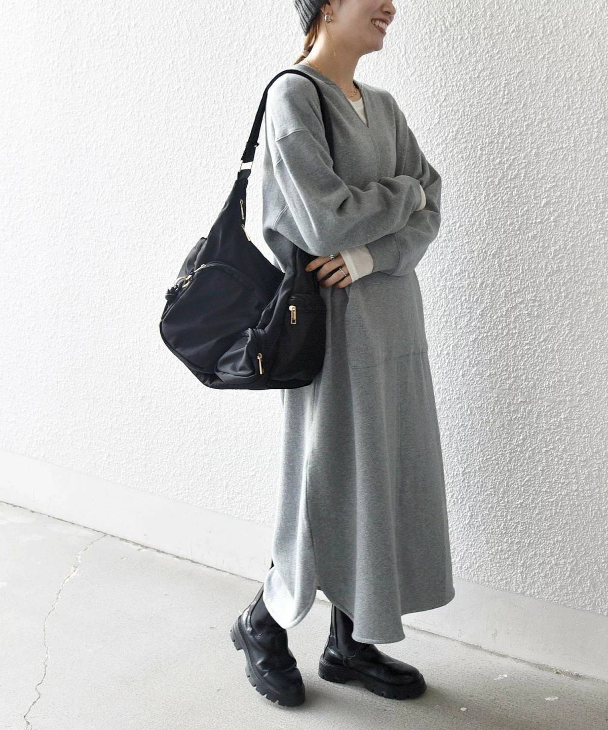 SHIPS USA コットン 裏起毛 ポケット スウェット ワンピース