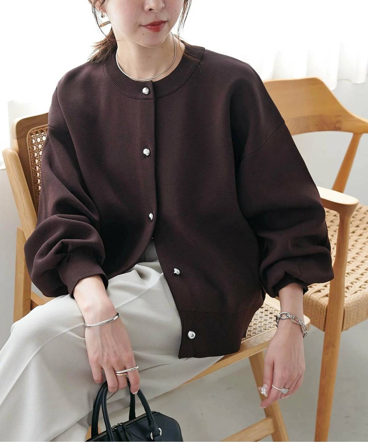 Discoat メタル釦スポンディッシュカーディガン