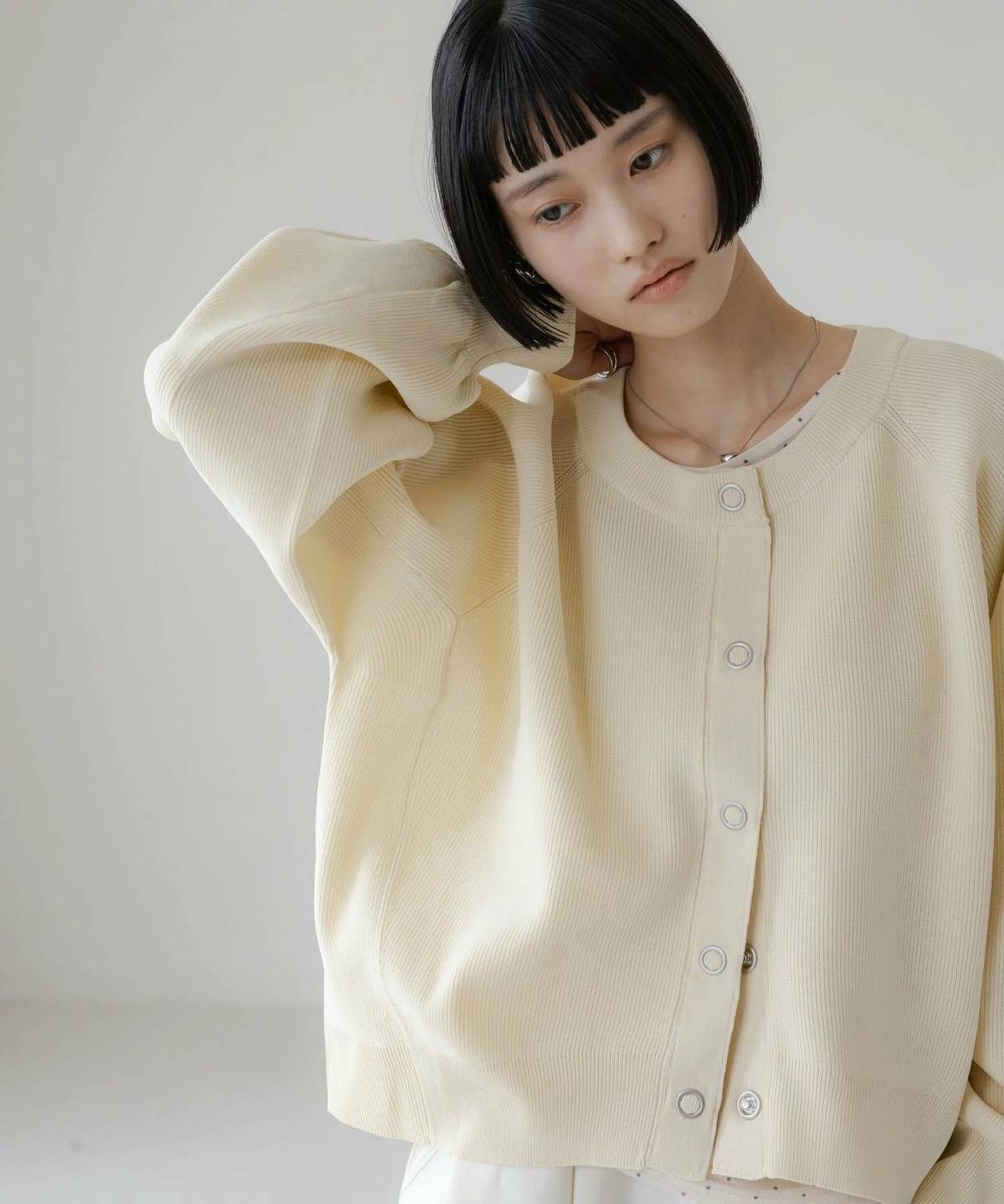 LOWRYS FARM リングドットクルーカーディガン