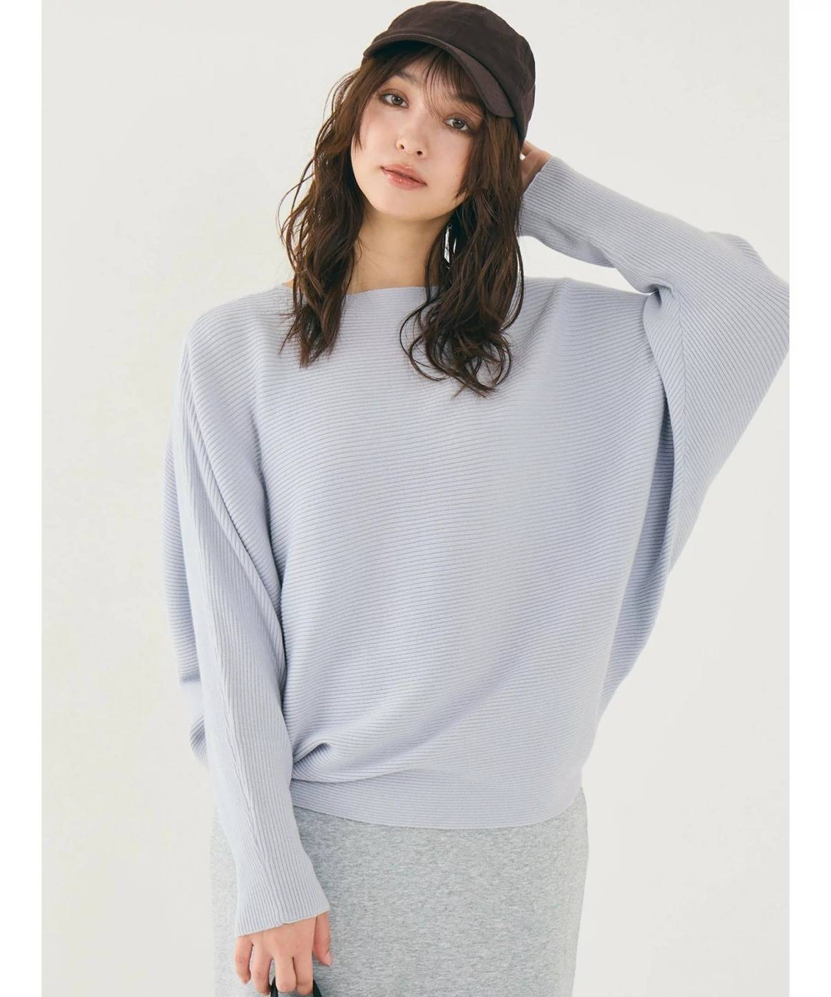 coca ウォッシャブル ドルマンスリーブボートネックニット