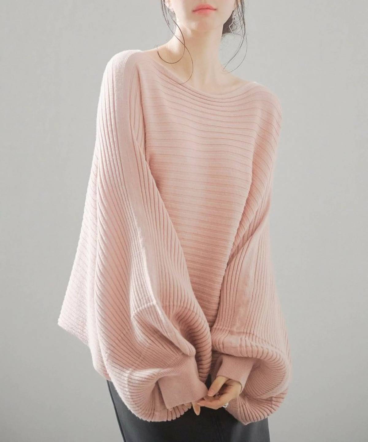 SAISON DE PAPILLON ボートネックドルマンスリーブニット