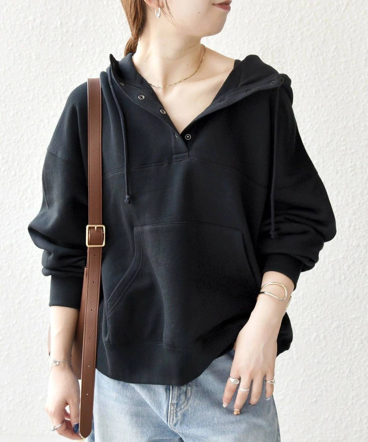 SHIPS USAコットン 裏起毛 フーディー ルーズ プルオーバー