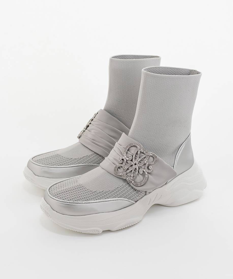 RANDA ビジューモノグラムパーツソックススニーカー