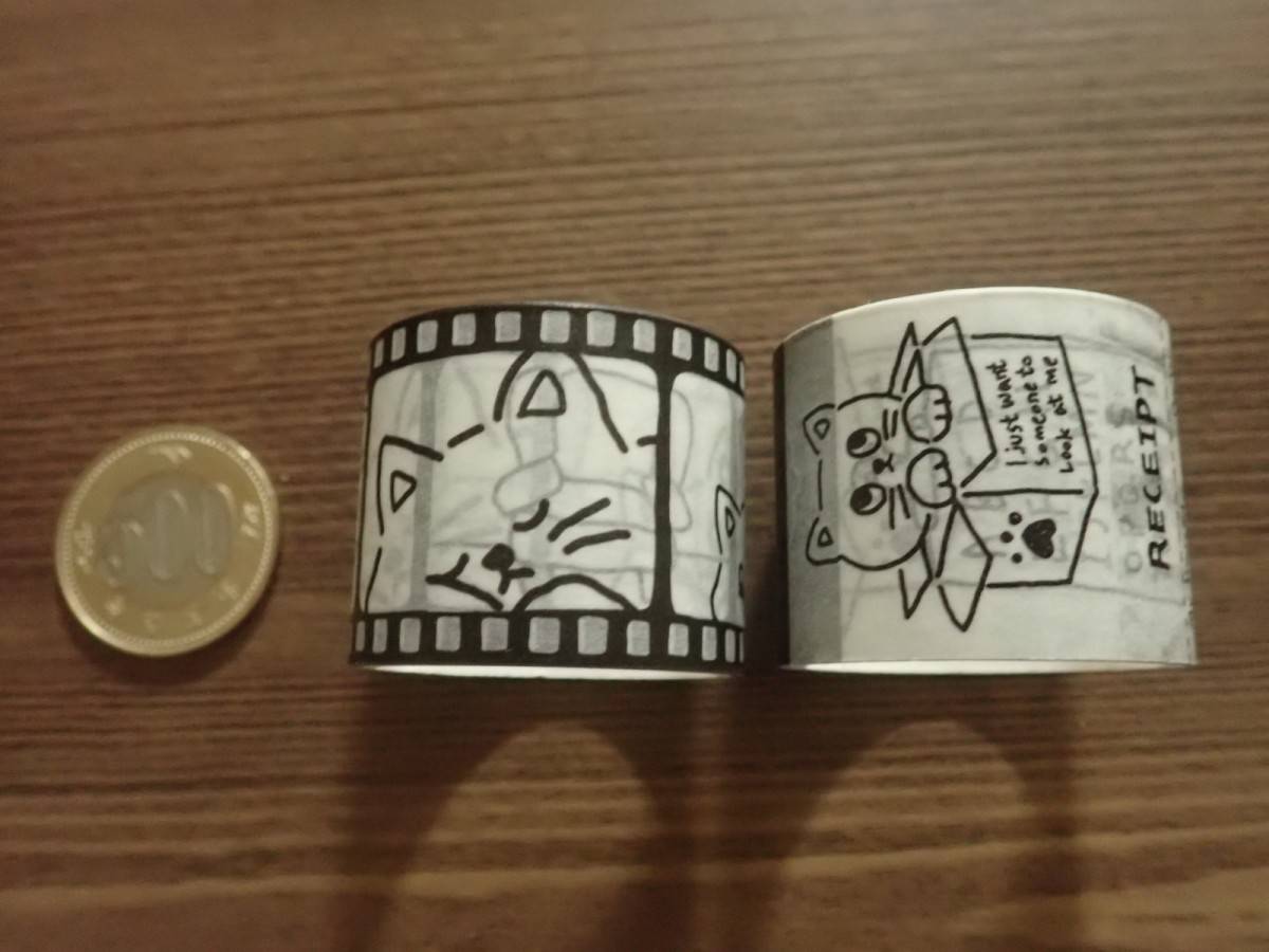 ダイソーのマスキングテープ(韓国スタイルドローイング、2個、ネコ)