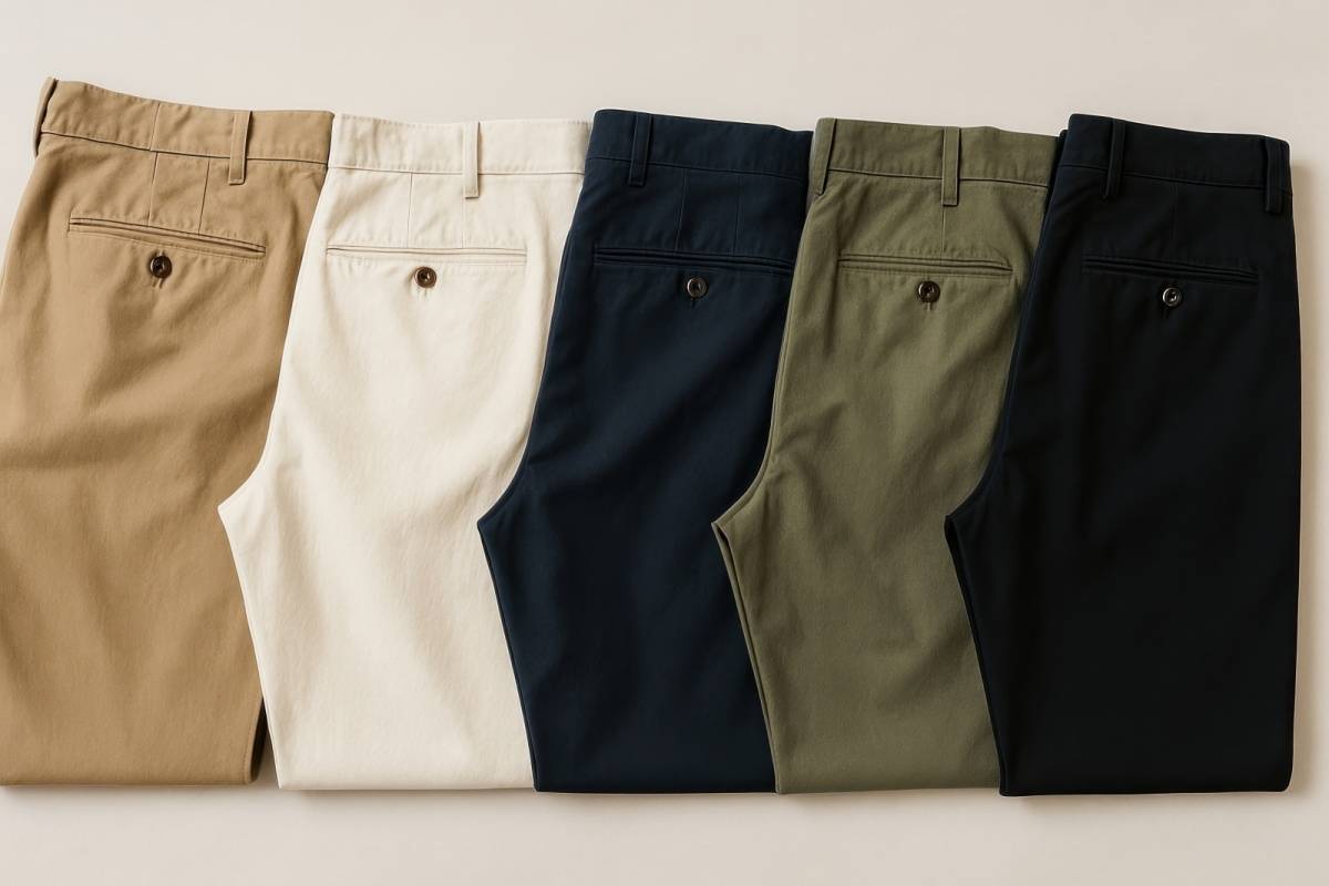 さまざまな色のチノパン