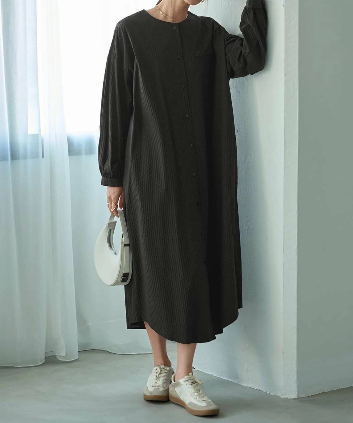 STYLE DELI コートにもなるドビー織りドット柄ワンピース