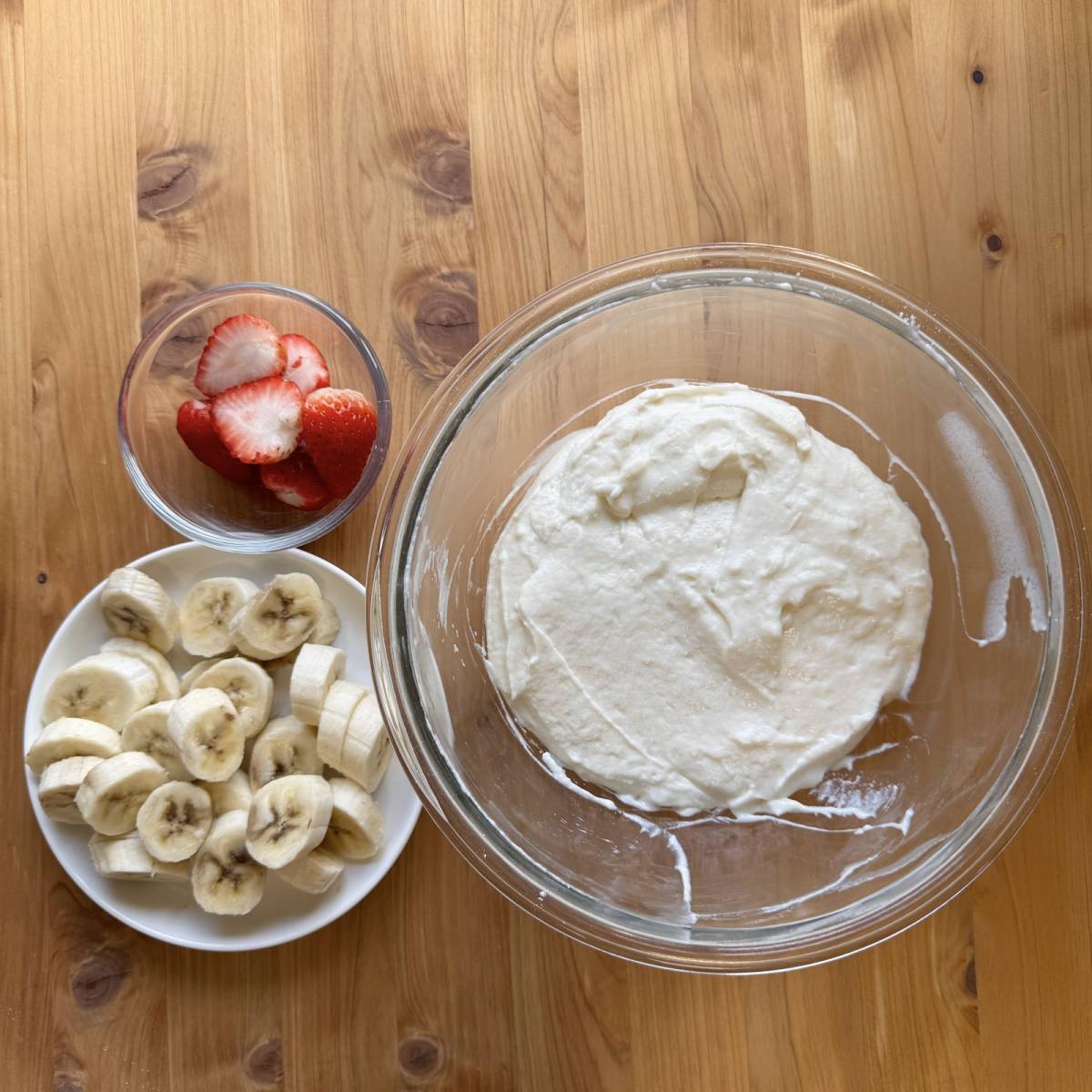 森永公式の「卵不使用　バナナプチパンケーキ」のレシピ