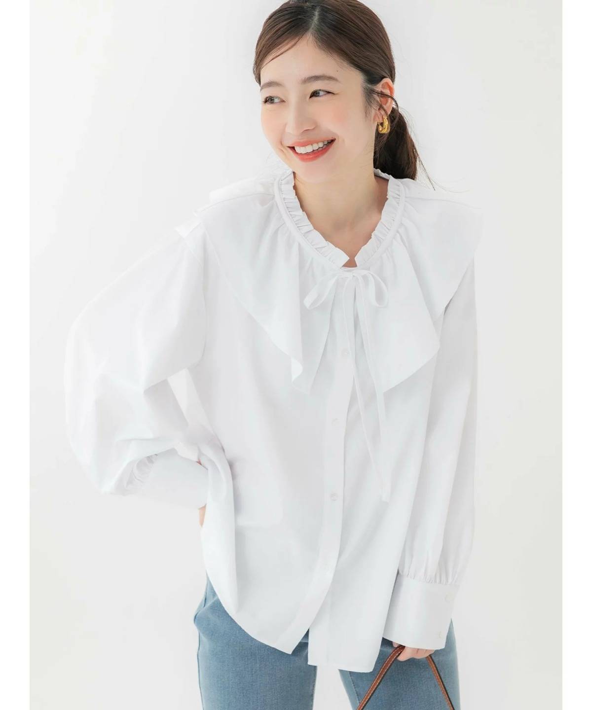 coca 襟フリルオーバーサイズシャツ