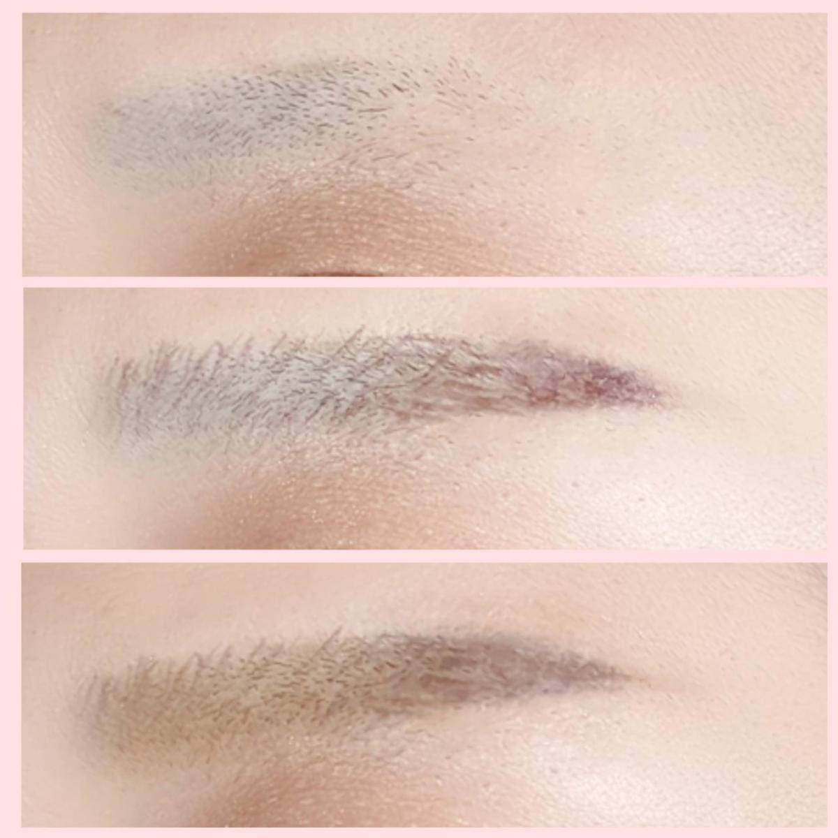 素眉からパウダー仕上げまでのビフォーアフター画像