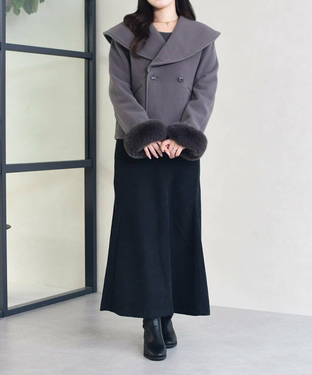 ビッグカラーコート×ワンピース