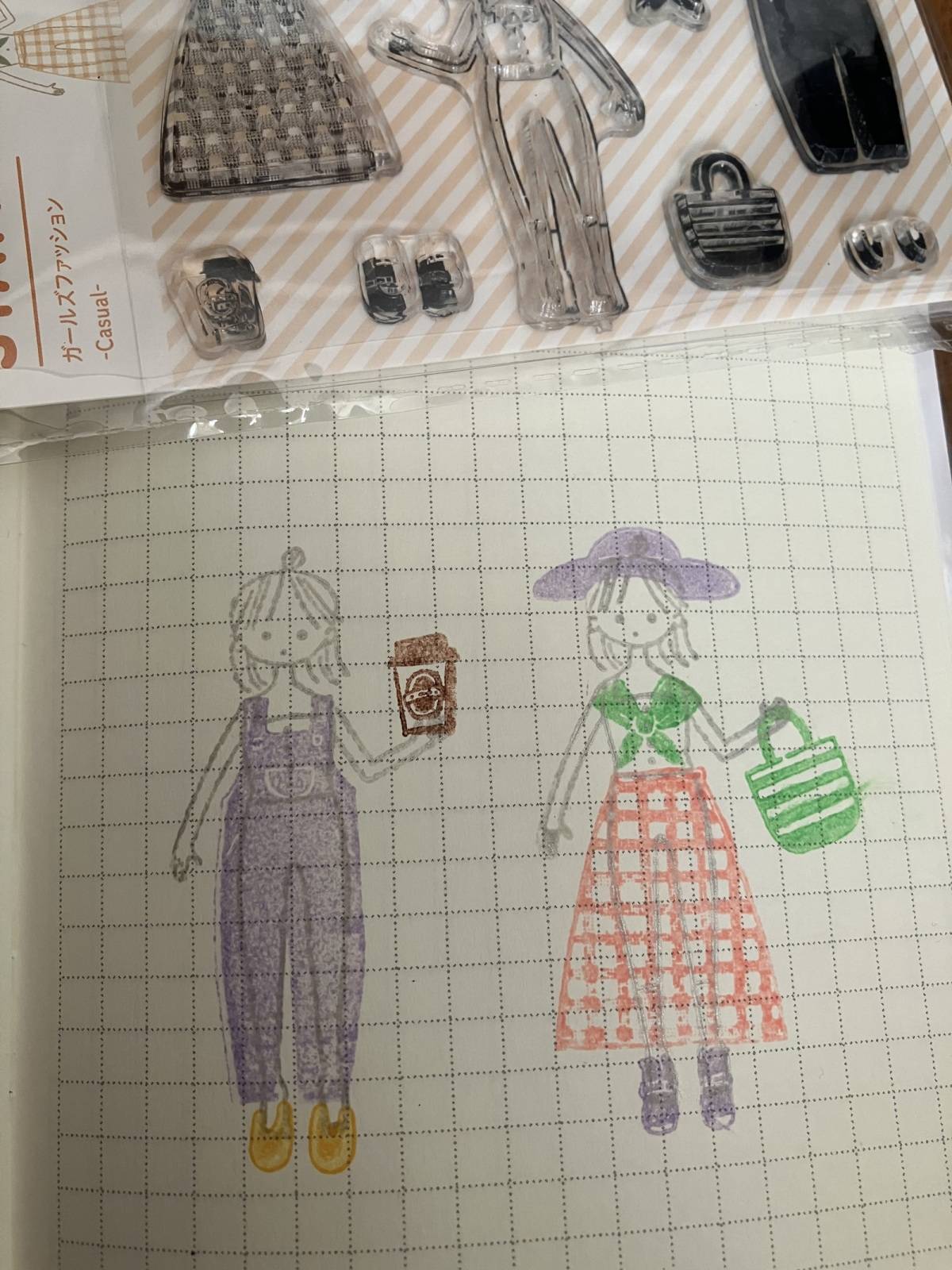 セリアのクリアスタンプ ガールズファッション