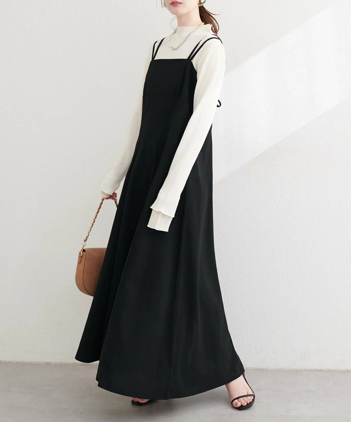 natural couture カットジョーゼットキャミワンピース