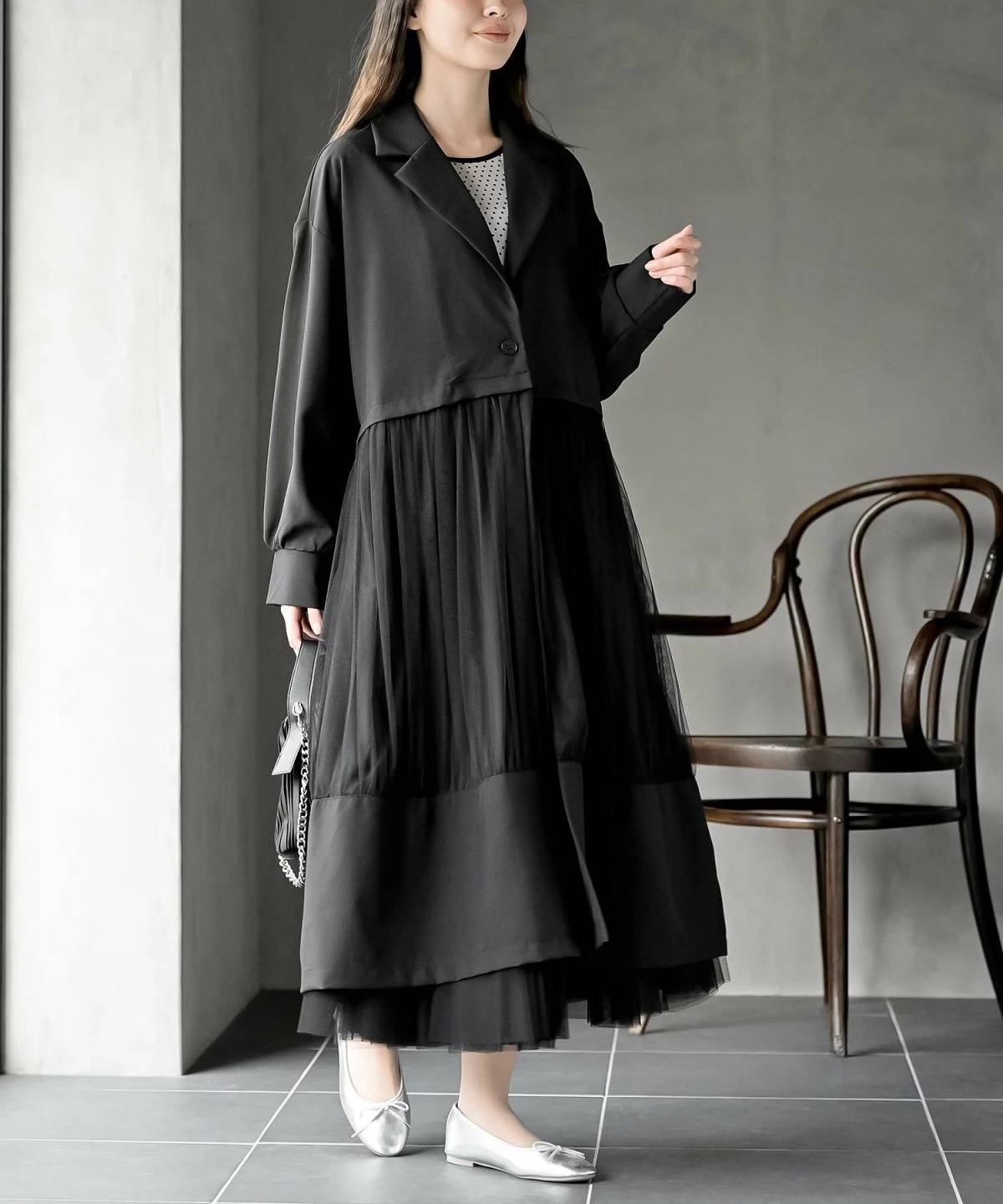 rps チュール切替コートワンピース