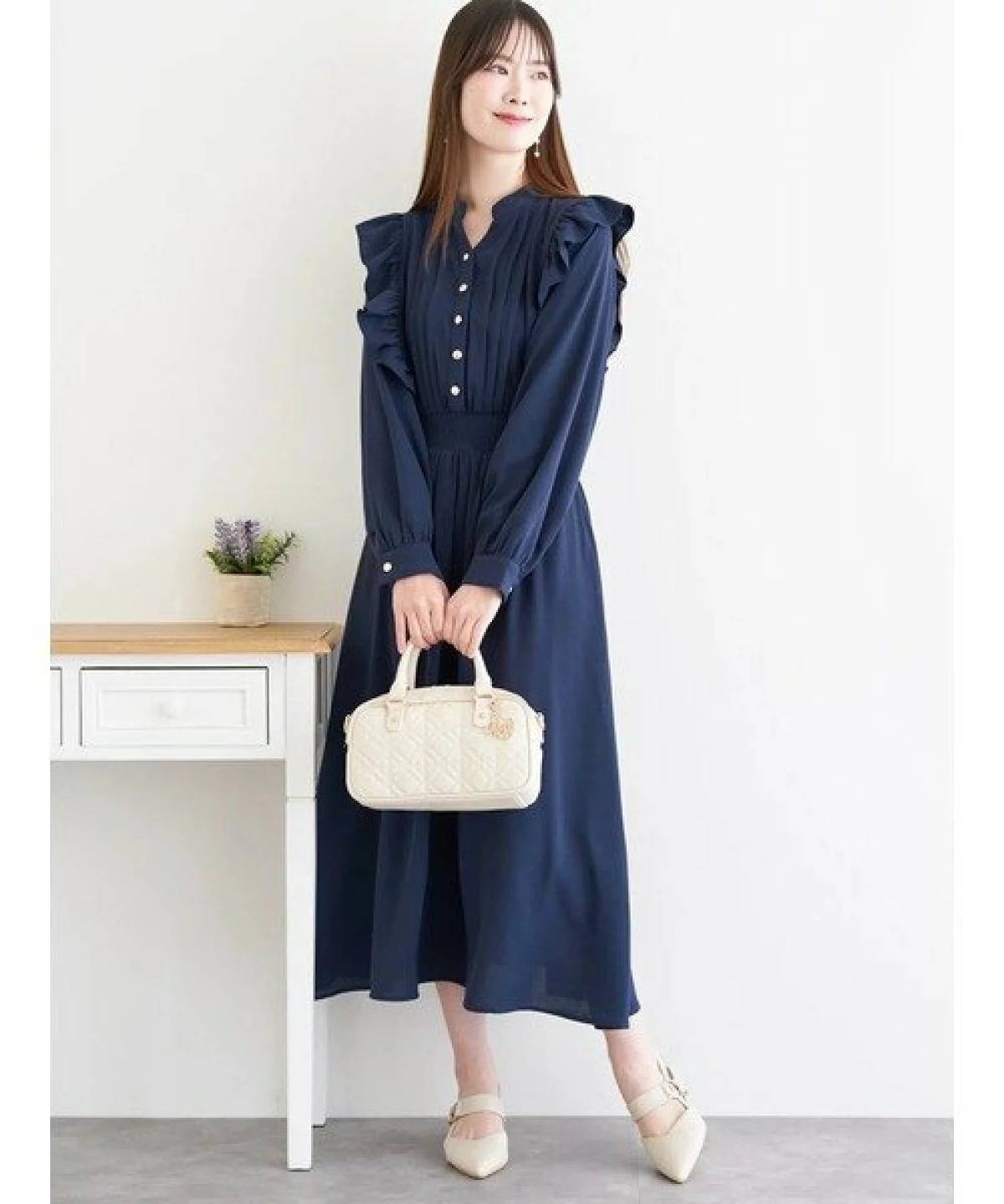 LUDIC PARK ピンタックフリルワンピース