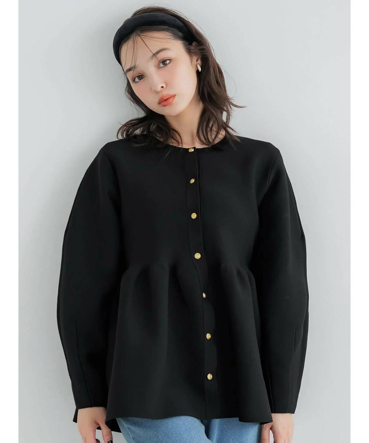 coca ポリエステルフレアニットカーディガン