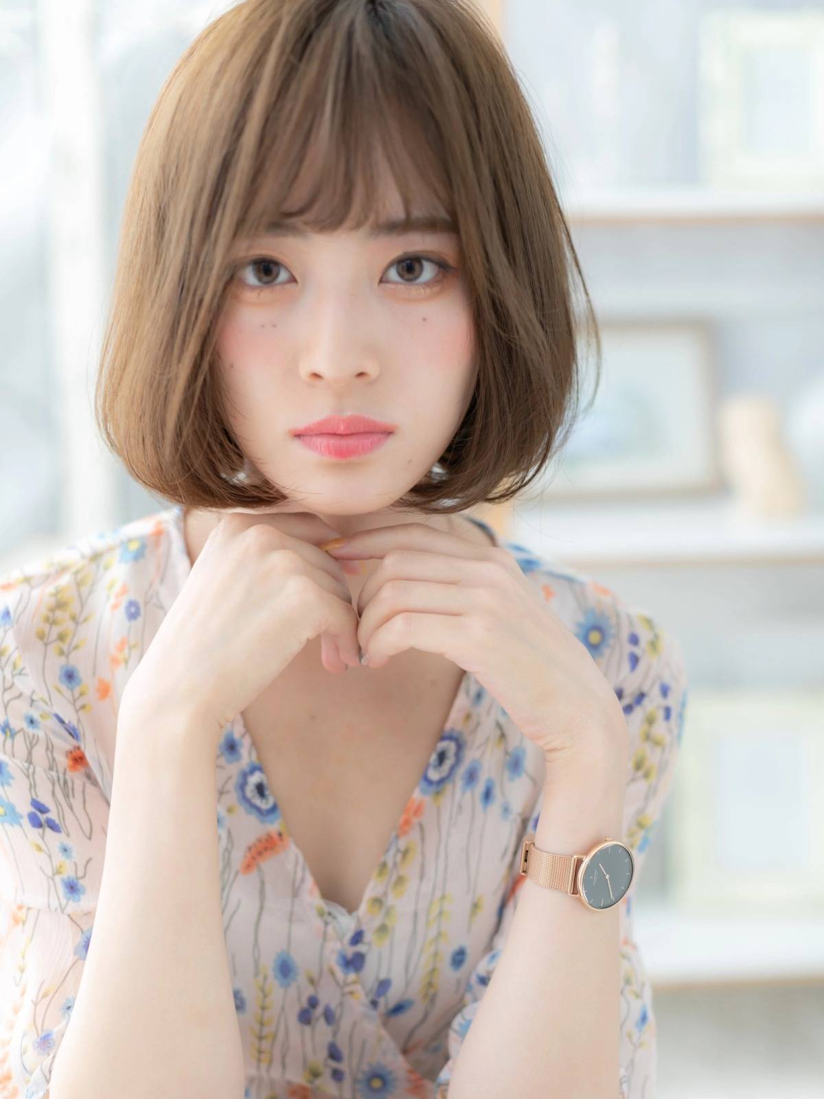 ココアブラウンのワンカールボブ