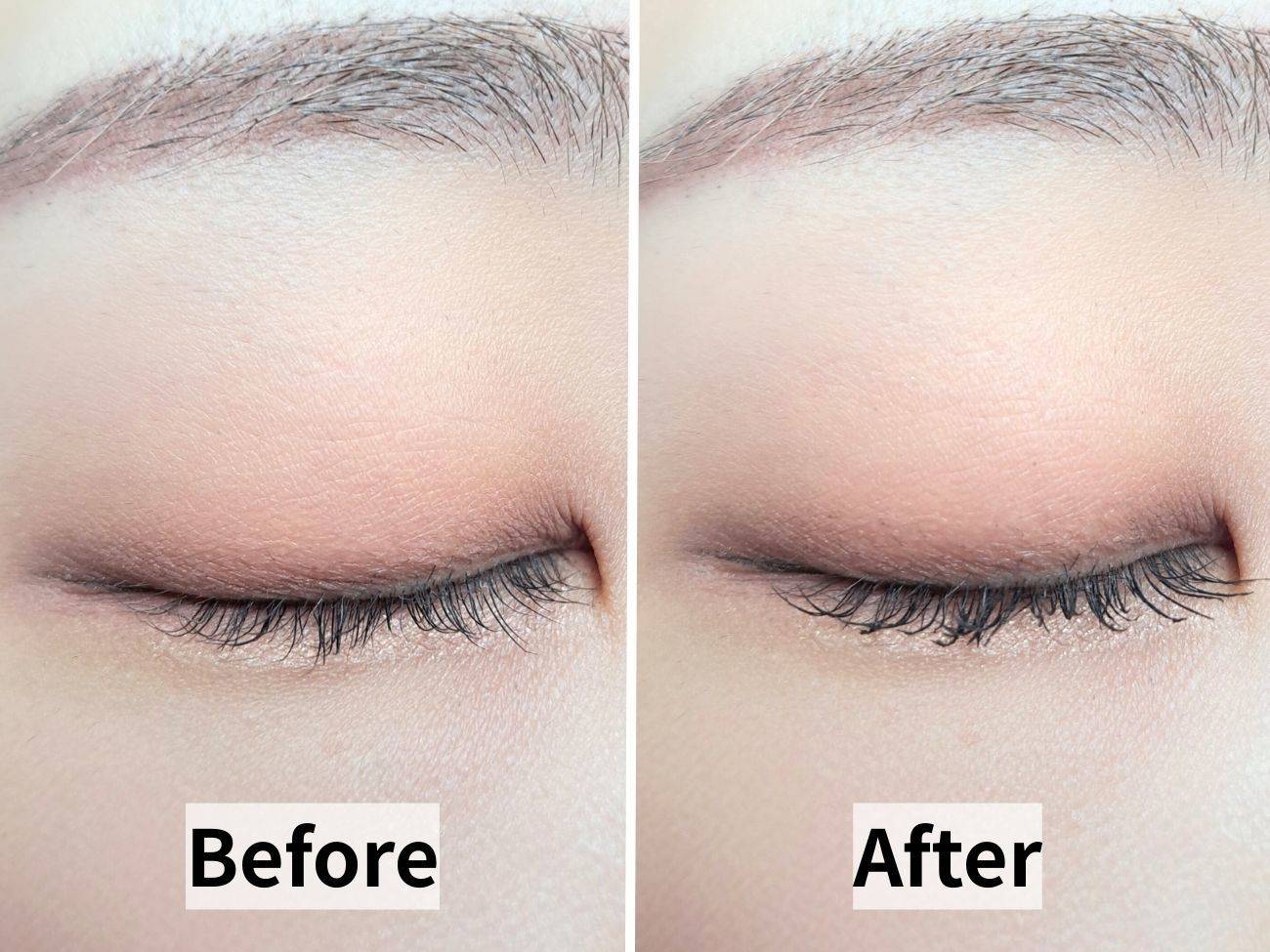 CEZANNE(セザンヌ) 耐久カールスリムマスカラ S01ブラックの仕上がりビフォーアフター比較画像