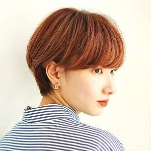  オレンジブラウンのまとまりショート 