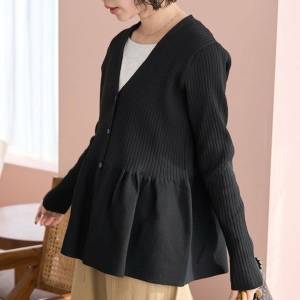  FREAK'S STORE ペプラムVネックボタンニットカーディガン 