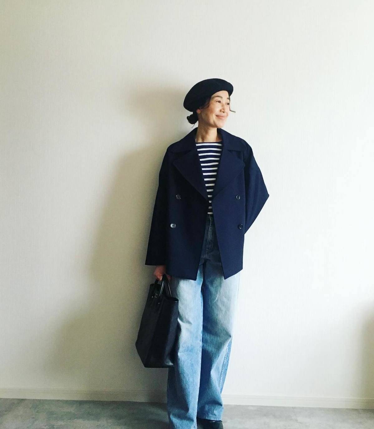 ボーダー柄トップスをアクセントにする♪