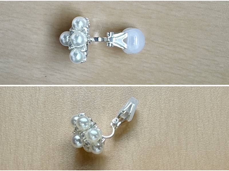 キラキラパールイヤリングのバネの部分写真