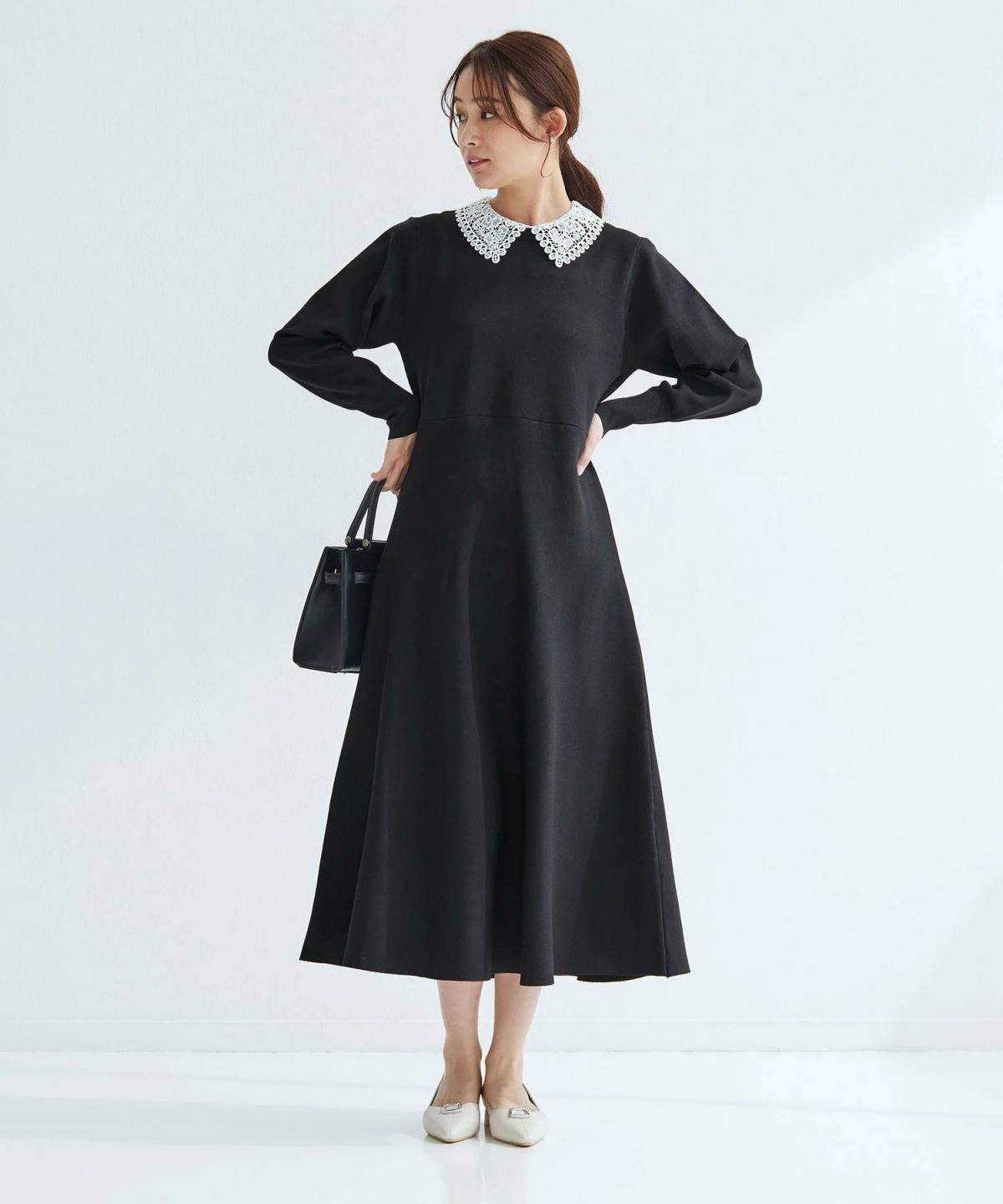 UNITED ARROWS green label relaxing エリレース 2WAY ニット ワンピース ウォッシャブル