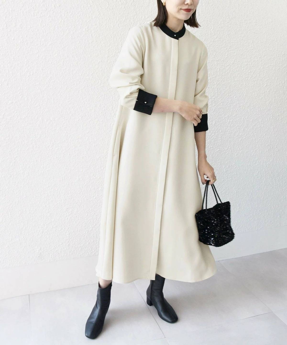 SHIPS ダブルクロス Aライン シャツワンピース