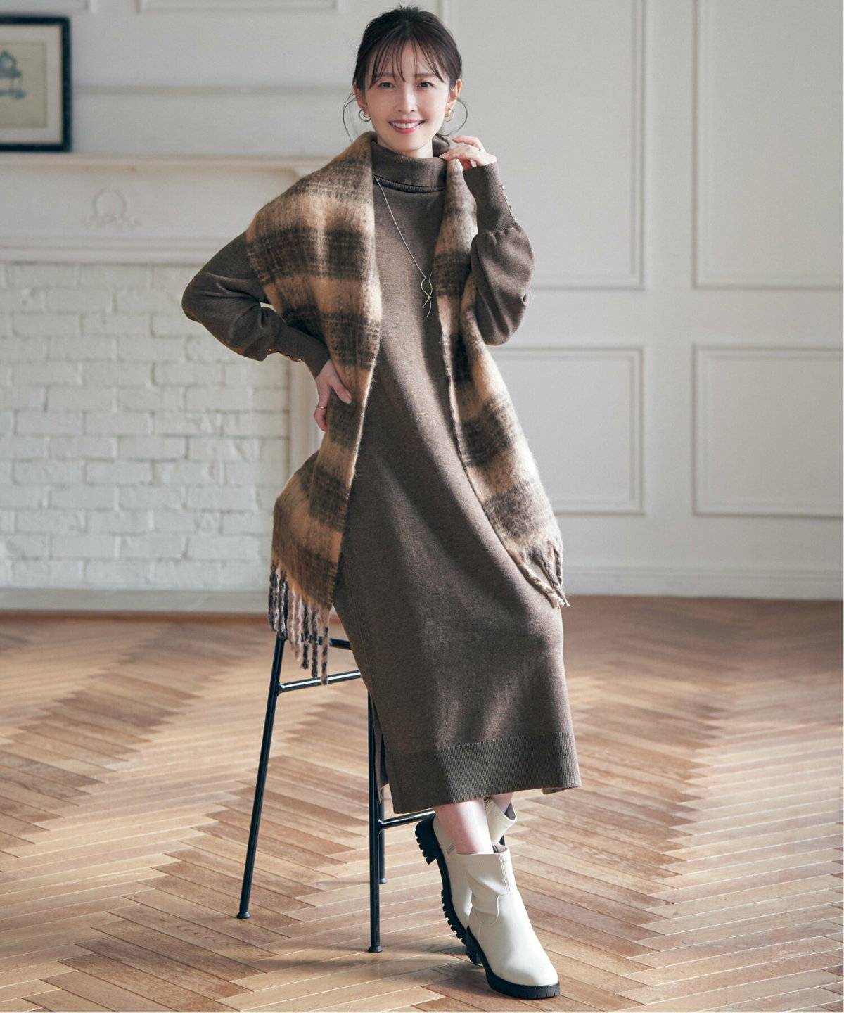 柄×柄のガーリーなコーデ