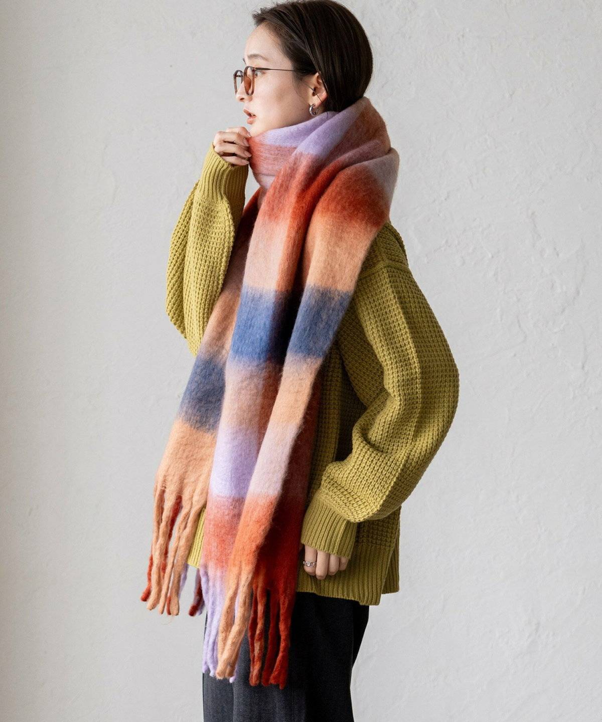 暖色系を重ねたコーデ