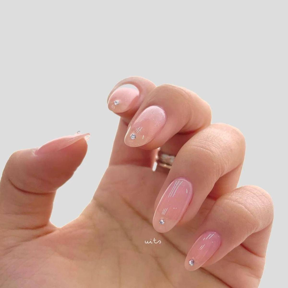 微粒子ラメ×一粒スワロフスキー