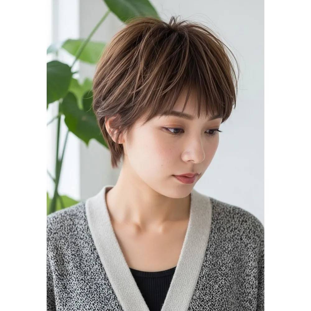 スモーキーカラーのシャギーショート