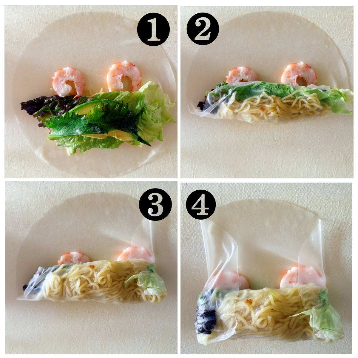 マルちゃん公式の「焼そば生春巻き」のレシピ