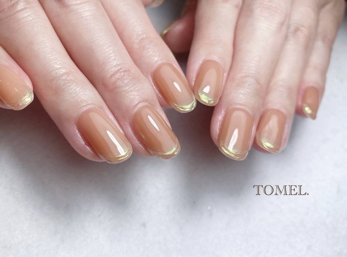 オレンジベージュネイル