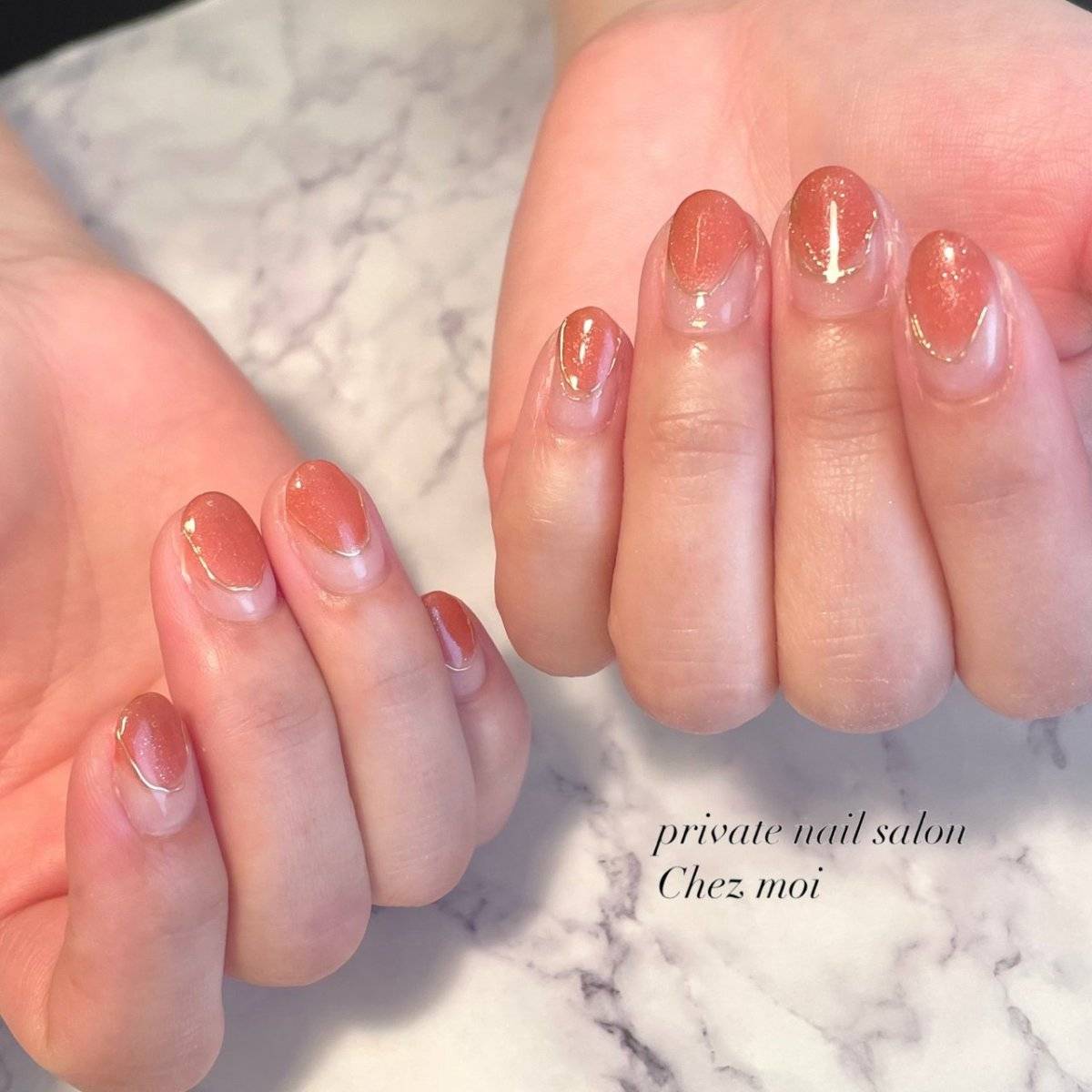 オレンジピンクネイル