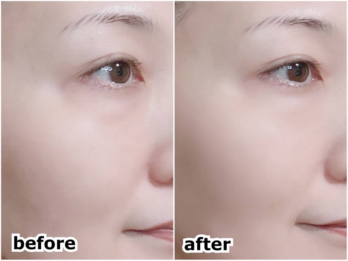 &nd by rom&nd アンドバイロムアンド Greige  グレージュ シリーズ メロウスキンリキッドファンデーション BE01ピュア 塗布前 塗布後 before after