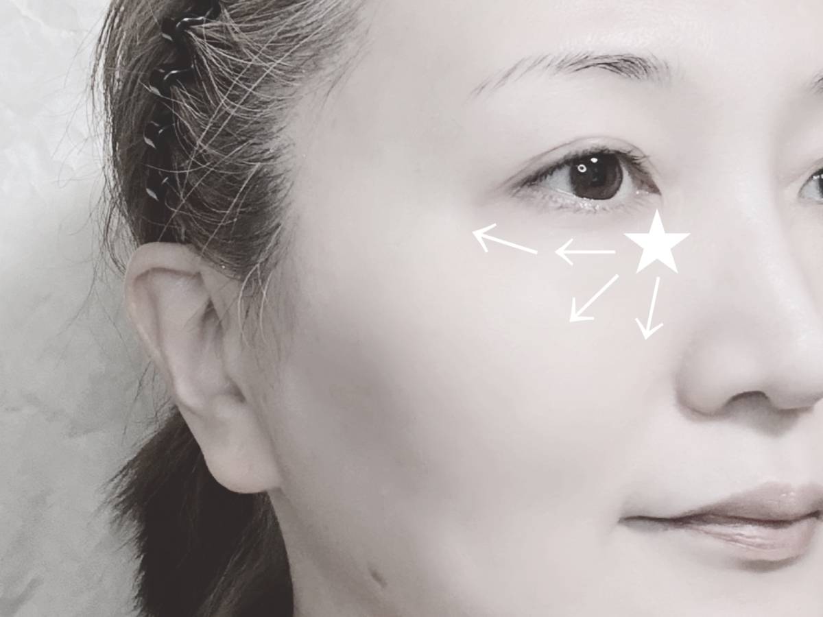 &nd by rom&nd アンドバイロムアンド Greige グレージュ シリーズ メロウカバーコンシーラー BE01ピュア 塗布方法 筆者顔