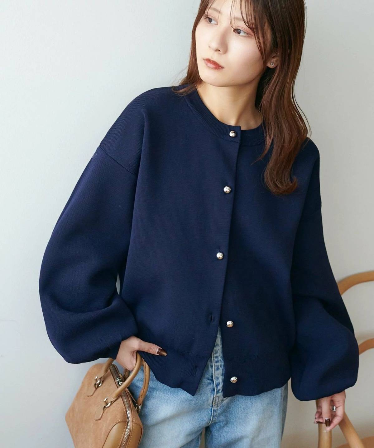 Discoat メタル釦スポンディッシュカーディガン