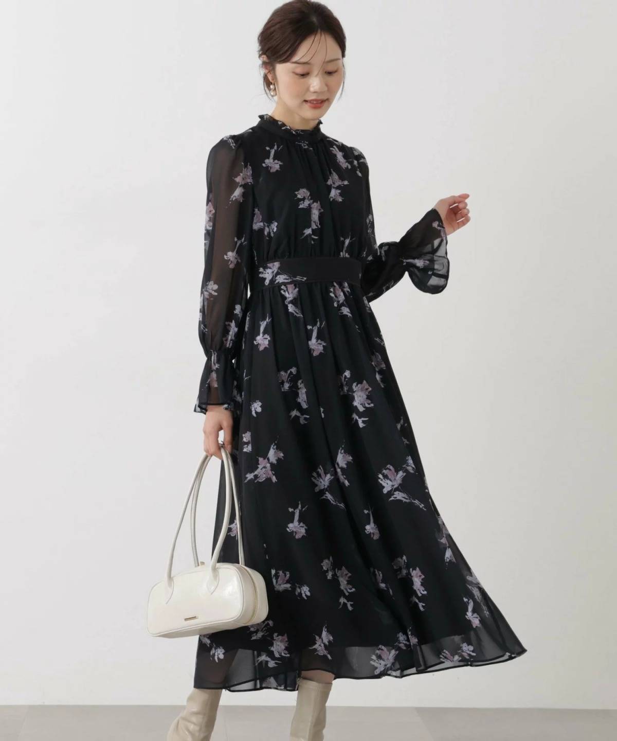 PROPORTION BODY DRESSING 花柄プリントギャザーワンピース