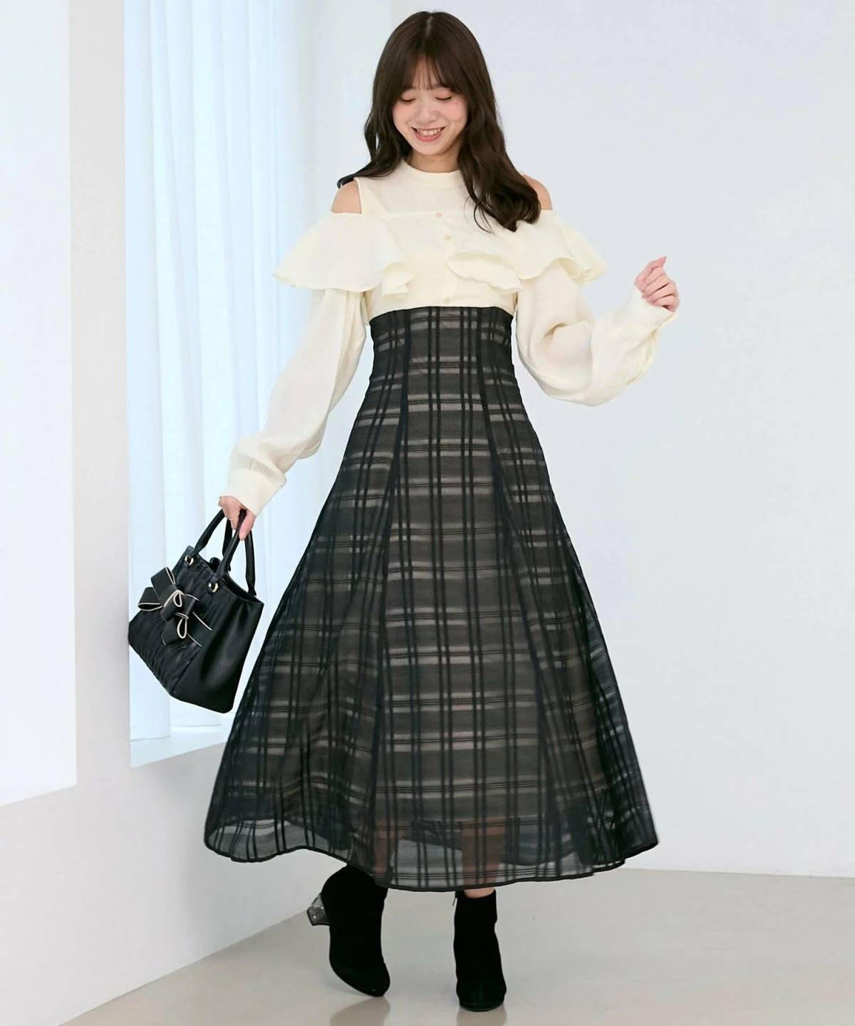 MAJESTIC LEGON ウエストきゅっとフリルワンピース