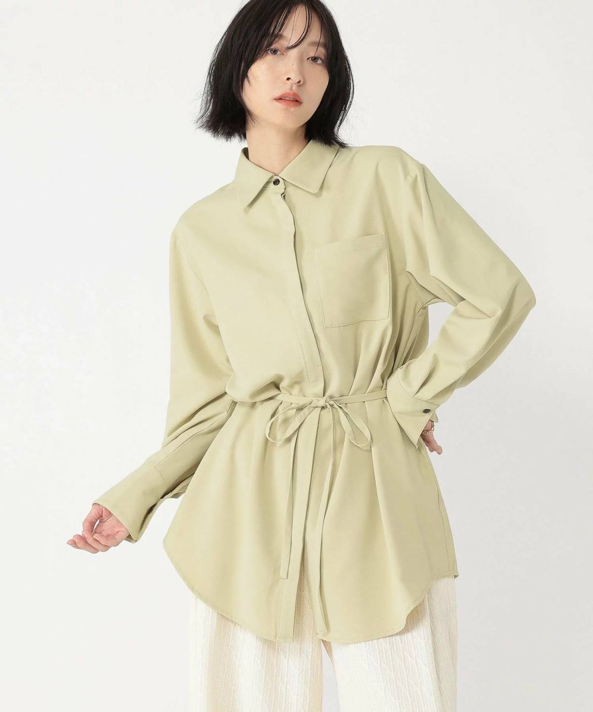 studio CLIP ジョーゼットベルトシャツ
