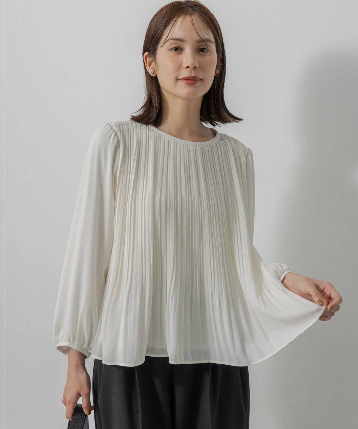 組曲 ジョーゼットシフォンプリーツ ブラウス