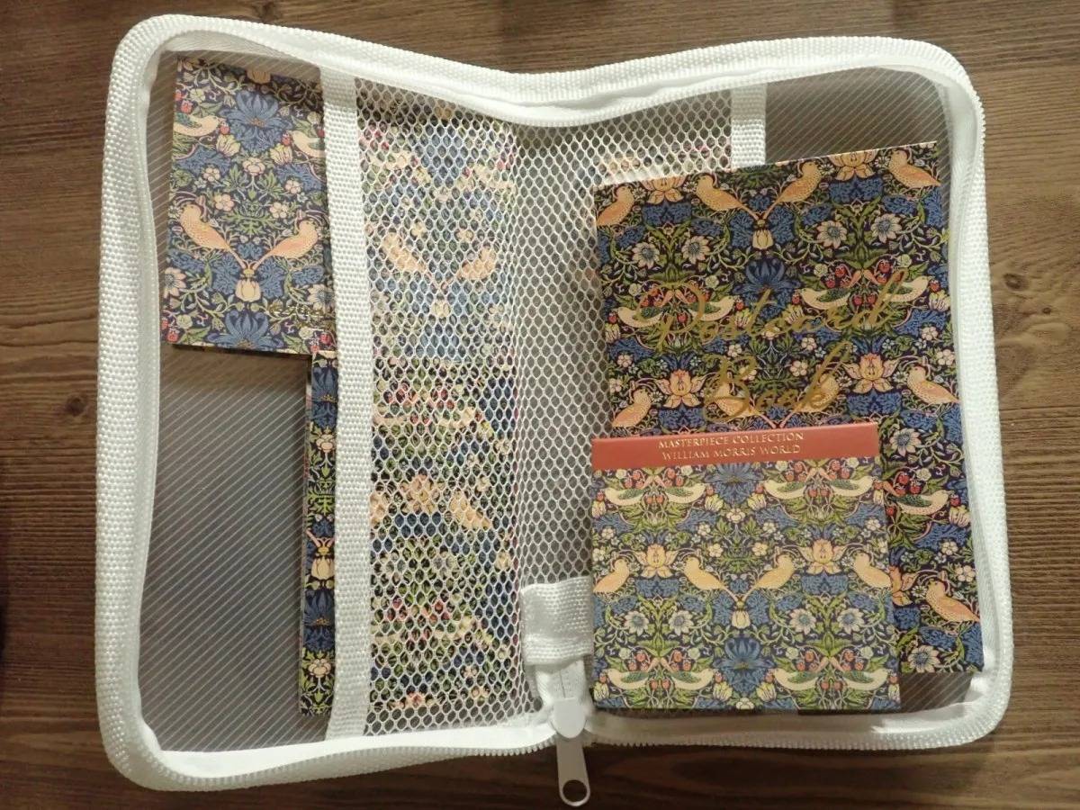 DAISO(ダイソー):A6ジッパーファイル(ホワイト、ポケット付)