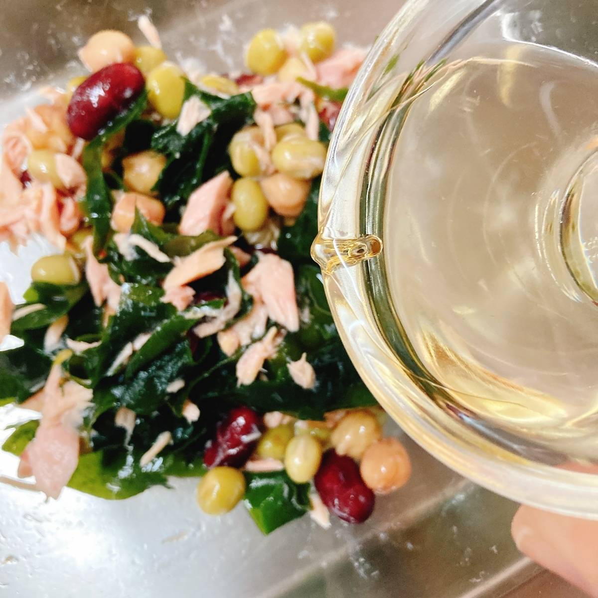 いなば公式の「ツナとミックスビーンズとわかめの酢の物」のレシピ