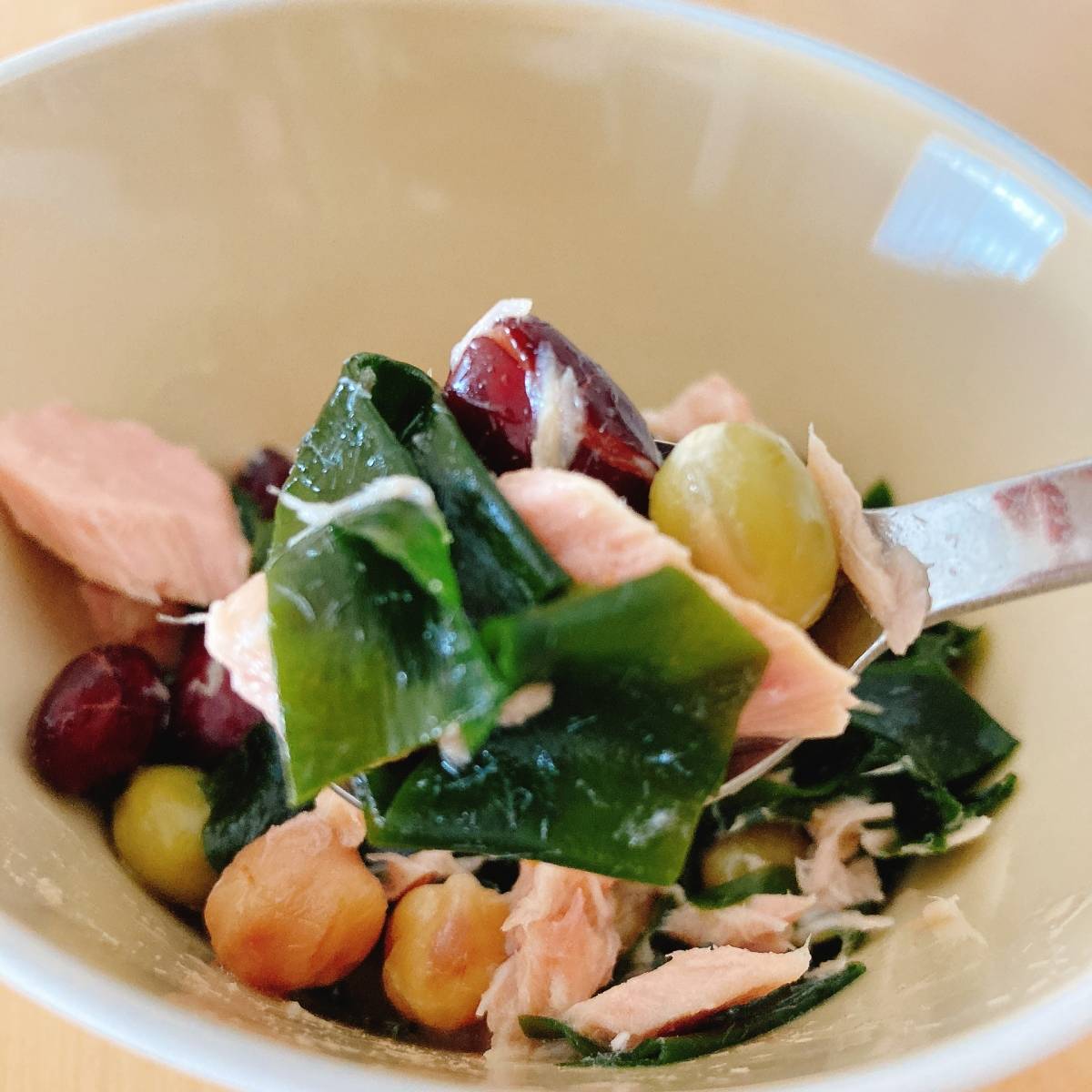 いなば公式の「ツナとミックスビーンズとわかめの酢の物」のレシピ