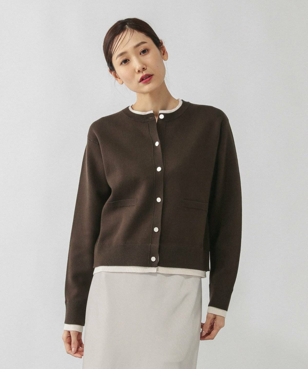 GLOBAL WORK スウェットライククルーカーディガン